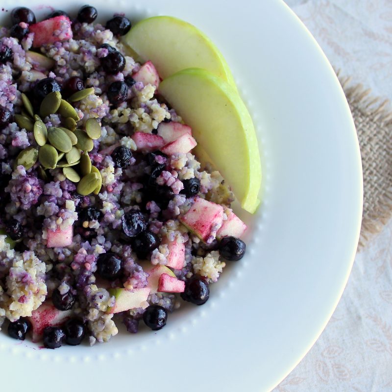 millet blueberry and apple breakfast bowl