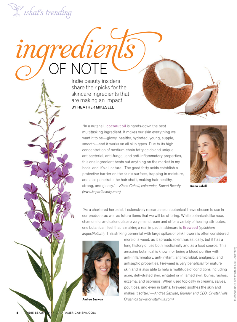 American Spa Magazine features Andrea Barone and Crystal Hills Organics