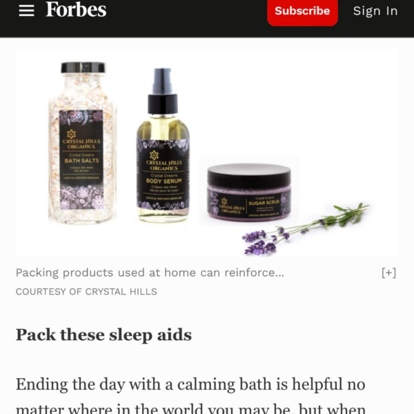 Crystal Dreams Bath Salts and Body Serum in Forbes Magazine, from Crystal Hills Organics