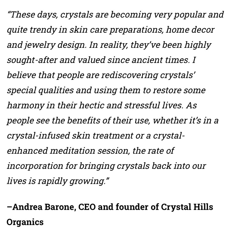 Crystal Hills Organics in WellSpa 360 Trending: Expert Insights on Gemstones