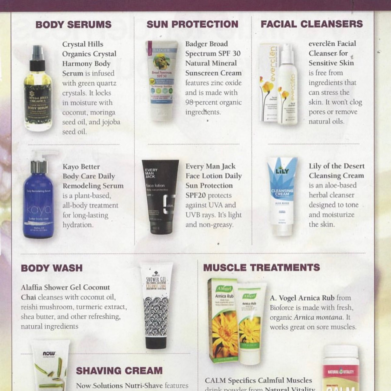 Crystal Hills Organics in Remedies Magazine with Crystal Harmony Body Care Award