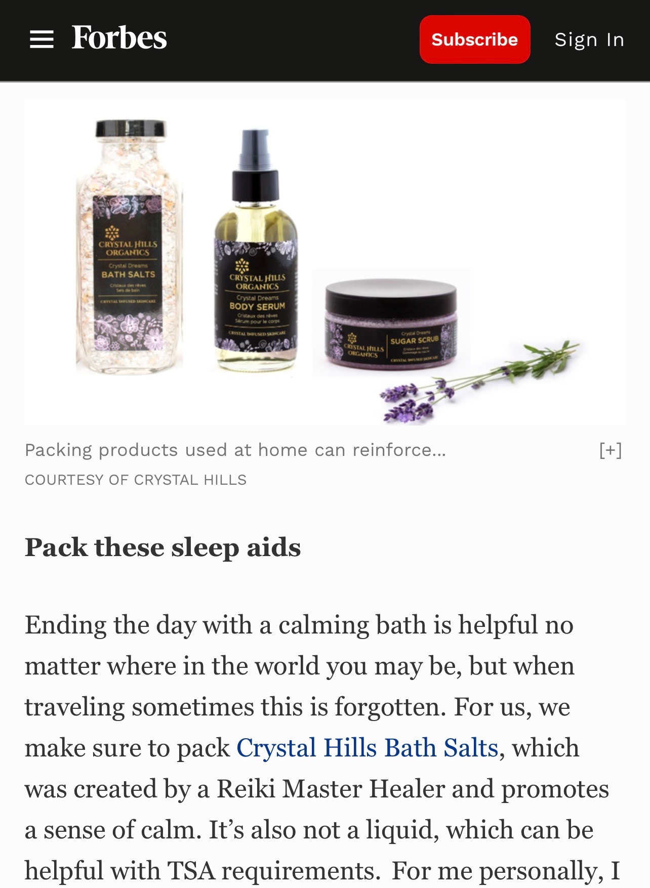 Forbes features Crystal Dreams from Crystal Hills Organics