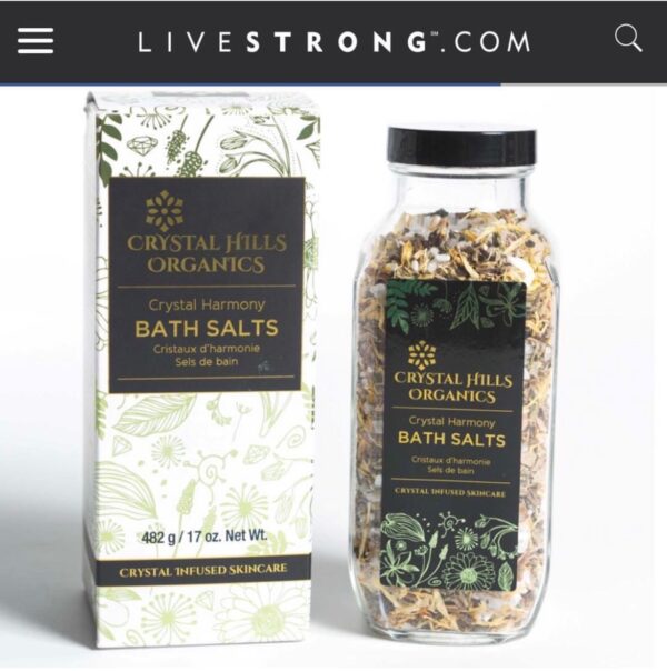 Livestrong features Crystal Hills Organics, Crystal Harmony Bath Salts