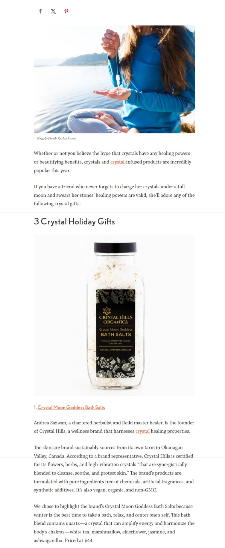 Organic Authority features Crystal Hills Organics, Crystal Moon Goddess Bath Salts