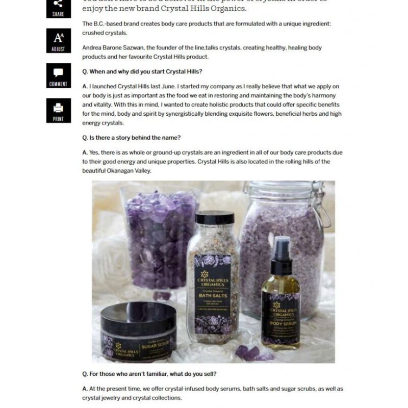 Vancouver Sun features Crystal Hills Organics and Andrea Barone